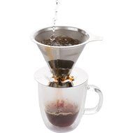 Paperless Pour Over Coffee Dripper - Stainless Steel Reusable Coffee Filter and Single Cup Coffee Maker with Cup...