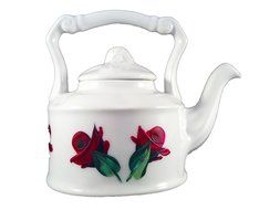 Hand-painted Small China Tea Kettle 4 Oz (Red Rosebuds)