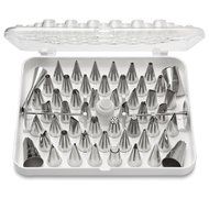 Ateco 55-Piece Stainless Steel Decorating Tube Set with Hinged Storage Box
