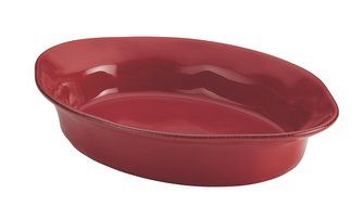 Rachael Ray Cucina Stoneware 2-Quart Oval Baker, Cranberry Red N6