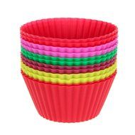 Lariy 12pcs Reusable Silicone Cake Mold Baking Cups - Multicolor Soft Silicone N3