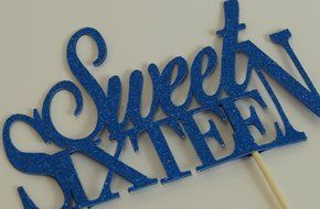 All About Details Blue Sweet-sixteen Cake Topper