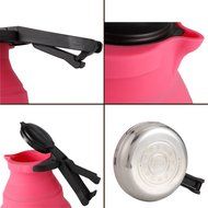 Kibeland Red Portable Foldable Silicone Tea Kettle Teapot Stainless Steel Base, Best for Home and Camping Outdoors...