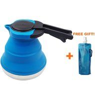 Kibeland Red Portable Foldable Silicone Tea Kettle Teapot Stainless Steel Base, Best for Home and Camping Outdoors... N2