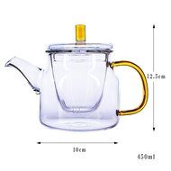 Ceramic Story Heat Resistant Borosilicate Glass Teakettles with 4 Teacups,Stovetop Safe (5, 450ml)