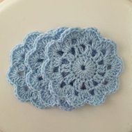 Crochet Flower Coasters Light Blue Set of 3 N2