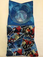 Spiderman in Blue - handmade, Hot Cold Bowl Cozy,Microwave Bowl Cozie,Fabric Trivet,Hot pad,Pot Holder,Cotton...