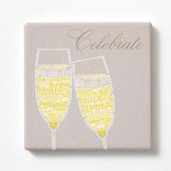 Enesco Wild About Words Champagne Coaster, 4.25", Multicolor