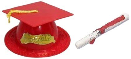 Oasis Supply Graduation Cap Cake Topper with Diploma, Red