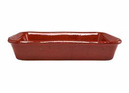 Costa del Sol Handmade Ceramic Glazed Rectangle Baking Dish, Rust N2
