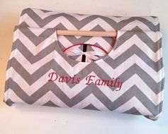 Gray Chevron 9x13 Dish Tote, FREE Shipping, Can be Personalized Silver and White ZigZag Stripe N9