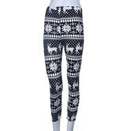 PHOTNO Women Skinny Stretchy Snowflake Deer Printed Leggings Pencil Tight Pants