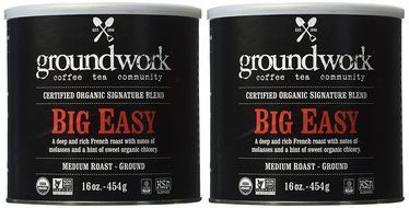 Groundwork Coffee, Organic Big Easy, Ground, 16-Ounce Cans (Pack of 2) N3