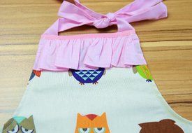 CRB Fashion Girls For Toddler Kids Owl Cooking Baking Headscarf Apron 2 Piece Set (Style #1, 18 Months to 3T)