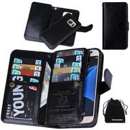 S7 Case, DRUnKQUEEn&reg; Premium Leather Credit Card Holder Feature Wallet Type Flip Folio Case - Detachable Magnetic...
