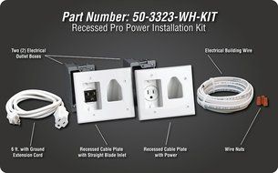 Datacomm 50-3323-WH-KIT Flat Panel TV Cable Organizer Kit with Power Solution - White N9