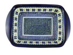Polish Pottery Rectangular baker with handles, 11 x 9 x 2, 68 oz N4