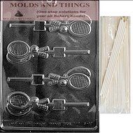 TENNIS RACQUET LOLLY Sports Chocolate Candy Mold With &copy; Molding Instruction + 50 Lollipop Sticks