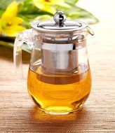 TeaLeava Clear Glass Tea Pot with Stainless Steel Infuser, 16 oz N3