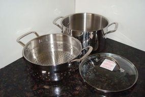 Princess House Stainless Steel 5 Qt Casserole W/lid &amp; Steamer Insert N2