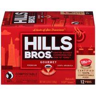 Hills Bros Coffee Gourmet Medium Roast, 12 Compostable Single Serve Cups, 3.8 Ounce N4