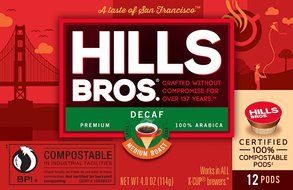 Hills Bros Coffee Gourmet Medium Roast, 12 Compostable Single Serve Cups, 3.8 Ounce N8