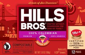 Hills Bros Coffee Gourmet Medium Roast, 12 Compostable Single Serve Cups, 3.8 Ounce N9