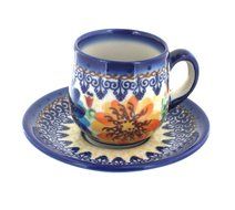 Polish Pottery Autumn Burst Espresso Cup &amp; Saucer