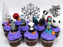 Nightmare Before Christmas 10 Piece Deluxe Cupcake Topper Set Featuring Zero, Barrel, Lock, Shock, Sally, Jack...