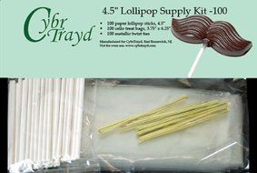 Cybrtrayd 45StK100 4.5-Inch Lollipop Supply Bundle, Includes 100 4.5-Inch Lollipop Sticks, 100 Metallic Twist...