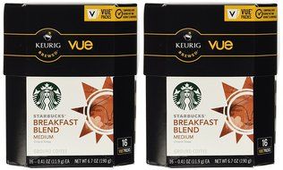 Starbucks Breakfast Blend Medium Roast Coffee Keurig Vue Portion Packs, 32 Count N3
