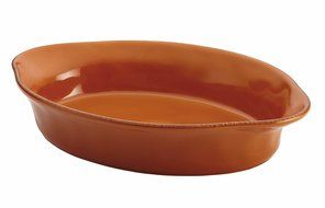 Rachael Ray Cucina Stoneware 2-Quart Oval Baker, Cranberry Red N9