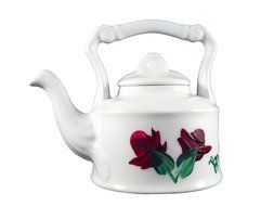 Hand-painted Small China Tea Kettle 4 Oz (Red Rosebuds) N4