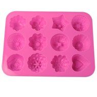 Lucky Shop1234 12-flower Silicone Cake Gel Non-stick Cake Bread Mold Chocolate Jelly Candy Baking Roasting Mold N2