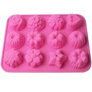 Lucky Shop1234 12-flower Silicone Cake Gel Non-stick Cake Bread Mold Chocolate Jelly Candy Baking Roasting Mold N3