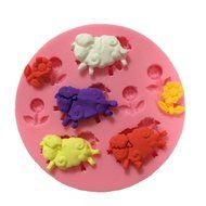 Pretty Sheep Flowers Cake Decoration Fondant Silicone Mold Mould N2