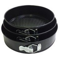 Set of 3 Round Cake Pans Size 18,20,22 cm. Can remove bottom. - Black