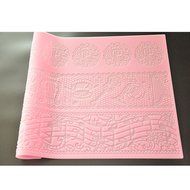 FOUR-C Cake Supplies Lace Silicone Mold Embossing Mat for Cake Lace Color Pink N3
