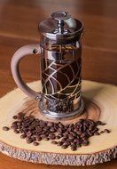 Gourmet 4 Cup French Press - Stainless Steel and Glass with Leaf Pattern N2
