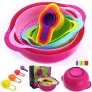 GranVela 8 Piece Compact Mixing Bowl, Food Prep and Measuring Set, Nest 8