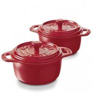 Staub Ceramic 4 inch Mini Round Cocotte, Set of Two, Rouge