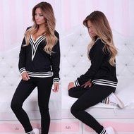 Sweatshirt Set,Morecome Women Sweatshirt V Neck Long Sleeve Blouse Long Pants Outfit (XL, Black)