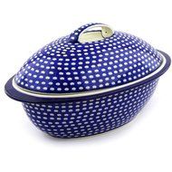 Polmedia Polish Pottery 16-inch Stoneware Baker with Cover H4032F Hand Painted from Ceramika Artystyczna in Boleslawiec... N5