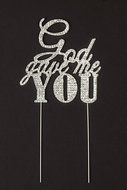 God Gave Me You Wedding Cake Topper, Silver Religious Christian Party Decoration