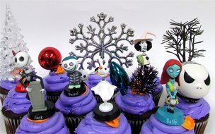 Nightmare Before Christmas 10 Piece Deluxe Cupcake Topper Set Featuring Zero, Barrel, Lock, Shock, Sally, Jack... N4