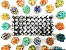 101 Pcs Russian Piping Tips Set &ndash; XL 304 Stainless Steel Piping Tips With 50 Nozzle Designs, 50 Disposable Pastry... N3