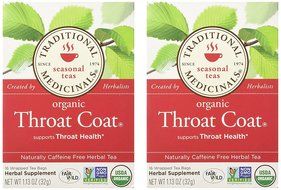 Traditional Medicinals Organic Throat Coat- Caffeine Free- 2 Pack (Total of 32 Tea Bags) N3