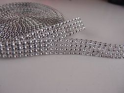 4 Row Acrylic bling (looks like Rhinestone) Diamond Cake Ribbon Banding 10 Yards