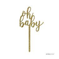 Andaz Press Baby Shower Acrylic Cake Toppers, Gold Glitter, Oh Baby, 1-Pack, Nautical Ocean Themed Party Decor...