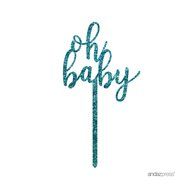 Andaz Press Baby Shower Acrylic Cake Toppers, Gold Glitter, Oh Baby, 1-Pack, Nautical Ocean Themed Party Decor... N11